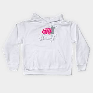 Dog in popons squer Kids Hoodie